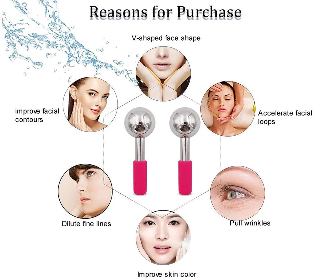 Rodillo de Metal mágico de acero inoxidable para terapia de frío, rodillo de belleza Facial de enfriamiento de oro rosa para la piel, gran oferta