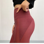 Leggings Cuero PU Polar Otoño Invierno | Empalmado Ajustado Sexy Rojo | Alta Elasticidad Cálida | Ticotrendy