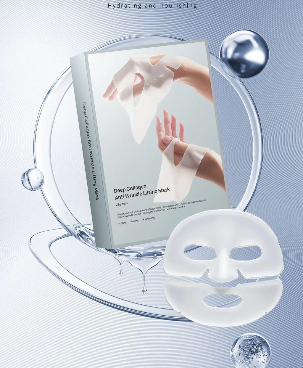 Mascarilla Facial De Colágeno Profundo | Antiarrugas Lifting Reafirmante | Hidratación Nocturna Unisex