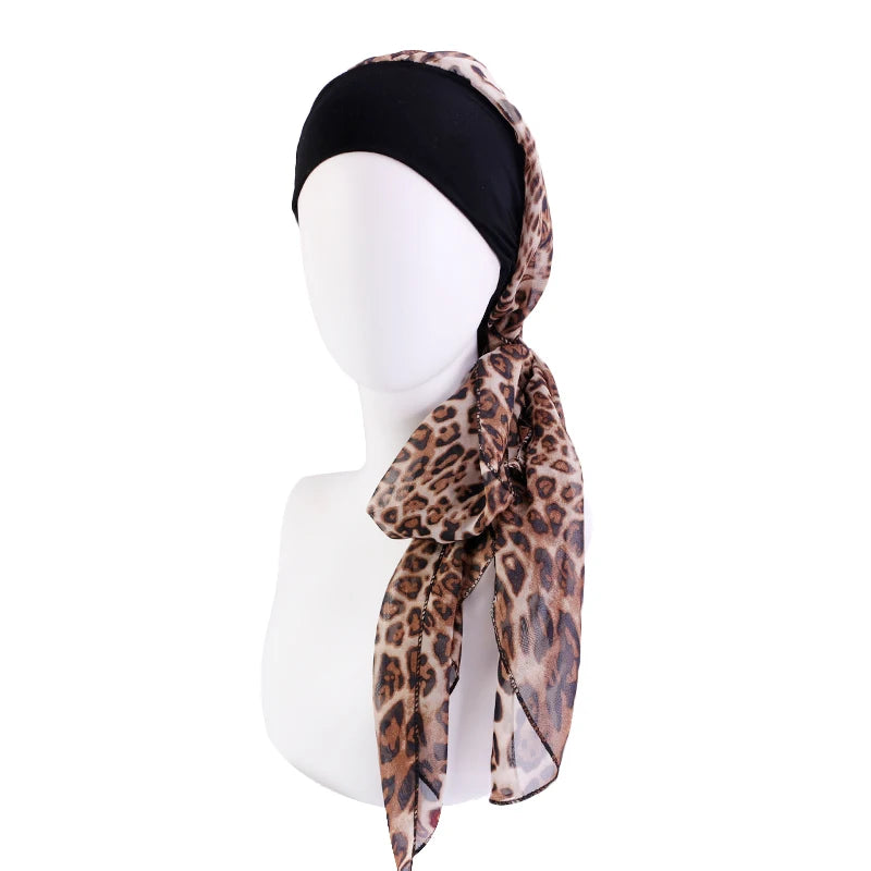 Turbante elástico con estampado de flores para mujer musulmana, para la cabeza preatado Hijab, Bandana para la pérdida de cabello, bufanda para la cabeza, novedad