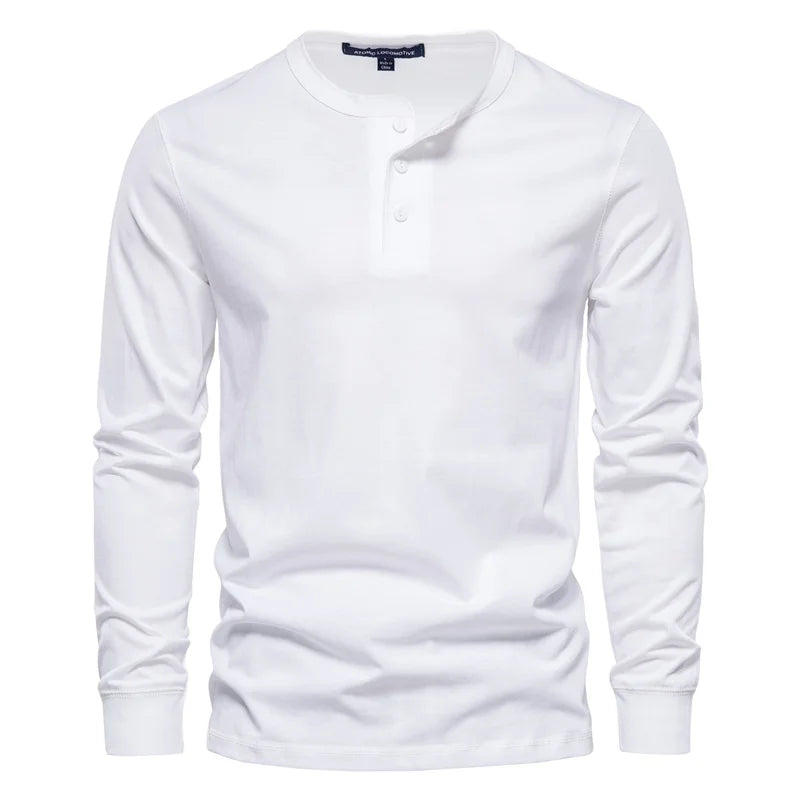 Camisa Henley Botones Algodón Hombre | Manga Larga Informal | Tallas XS-5XL | Tico Trendy