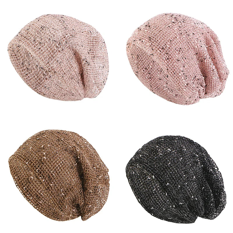 Nuevas Gorros de doble uso para mujer, gorros de malla de algodón para verano, gorros finos, gorros informales para exteriores, gorros con bufanda, Gorros para niñas