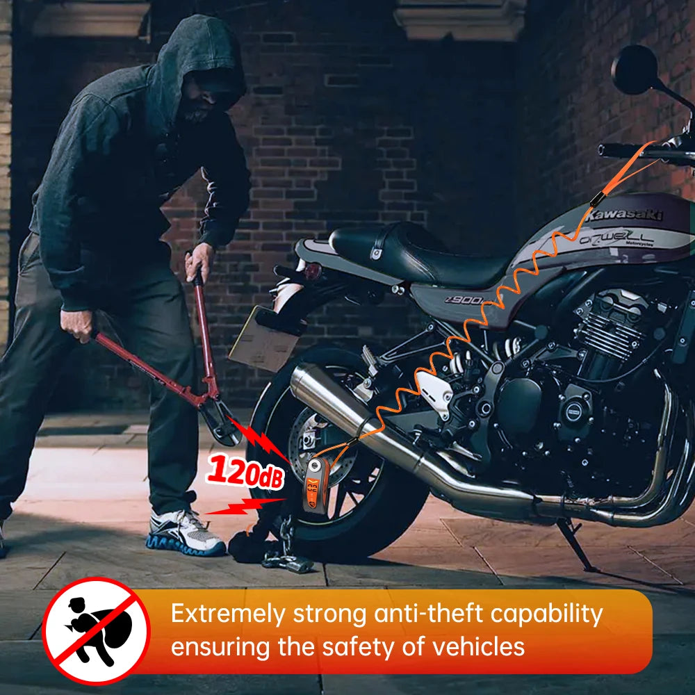 Candado de Disco para Motocicleta | Alarma de 120dB e Impermeable  | Ticotrendy
