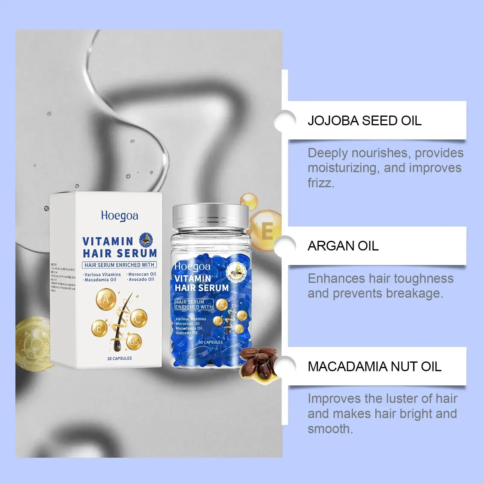 Cápsula mágica de vitamina para el cabello, aceite de queratina, restauración rápida del cabello, suave, brillante, hidratante profundo, productos para el cuidado del cabello del cuero cabelludo seco y rizado