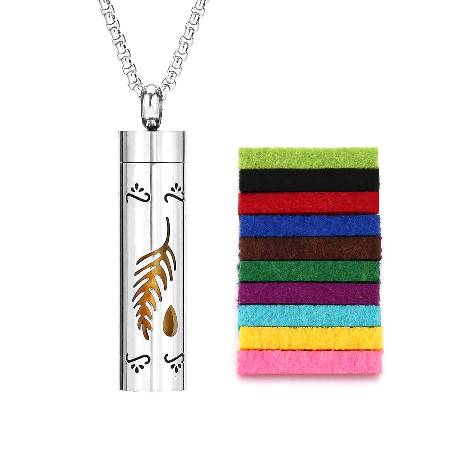 Ambientador de barra Vertical hueca de acero inoxidable, difusor de aceite de Perfume, medallón, joyería, colgante, collar para mujeres, hombres y adolescentes
