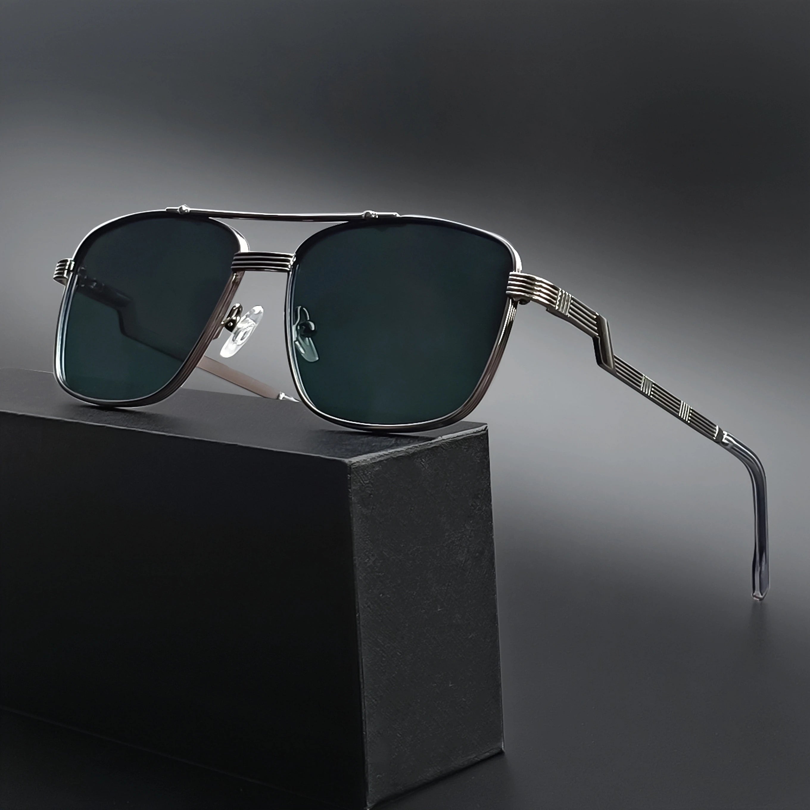 Gafas de Sol CATERSIDE Polarizadas | Lentes Planas y Doble Puente | Montura Metal | UV400