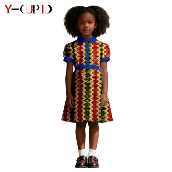 Vestido Manga Abullonada Estampado Africano Niña | Tallas XS-XXL | Tico Trendy