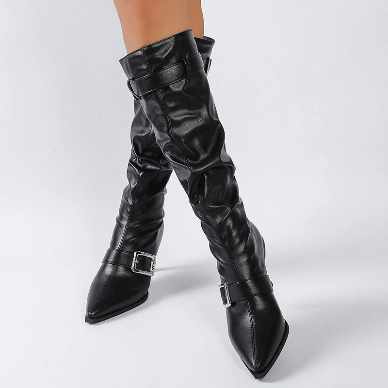 Botas de Mujer Negro Intenso | Punta de Pico | Estilo Fino
