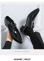 Mocasines Negros Lujo Hombre | Punta Puntiaguda Sin Cordones Zapatos Oxford Boda