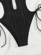 Traje de Baño Una Pieza | Cuello Halter y Lazo Lateral | Monocromático | Verano