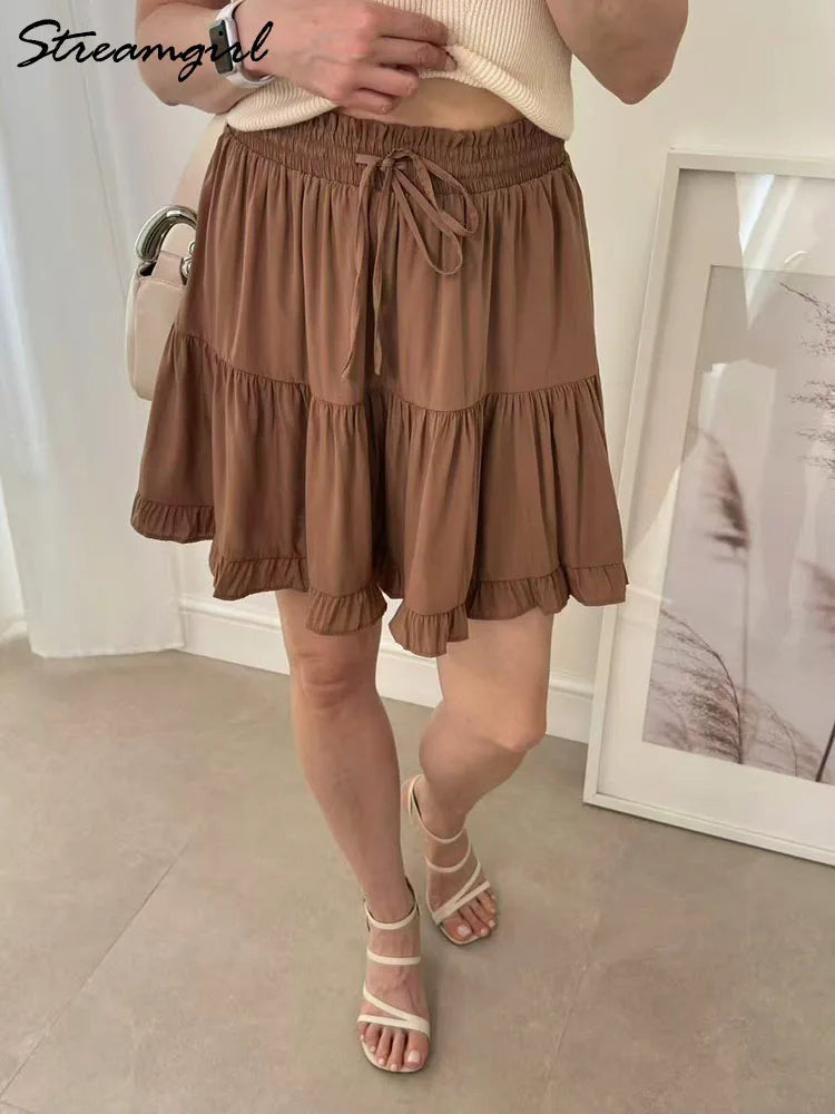 Falda Corta  | Con Volantes | Estilo Bohemio | Mujer | Tico Trendy