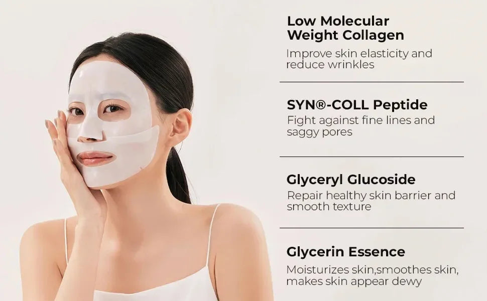 Mascarilla Facial De Colágeno Profundo | Antiarrugas Lifting Reafirmante | Hidratación Nocturna Unisex
