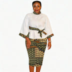 Conjunto Africano Blusa y Falda con Cinturón