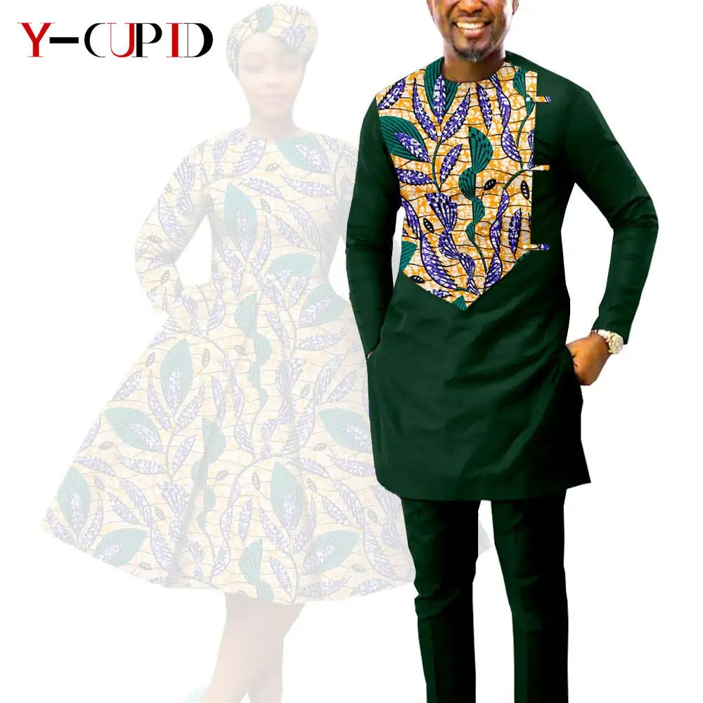 Vestido Dashiki Manga Larga Africano Pareja | Top y Pantalón | Tallas XS-6XL | Tico Trendy