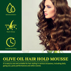 Mousse para peinar el cabello con aceite de oliva, estilismo duradero, reduce el Frizz, previene la rotura del cabello, mantiene los rizos del cabello, mantiene la Mousse para sujetar