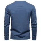 Camiseta Cuello Botón Algodón Hombre | Manga Larga Básica | Tallas S-XXL | Tico Trendy