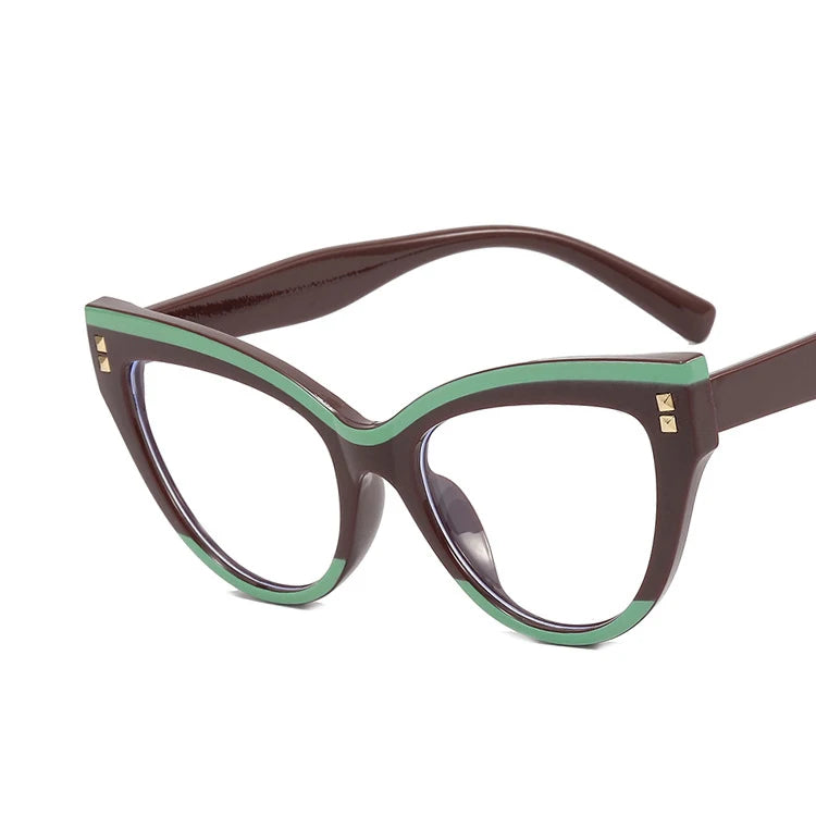Montura Gafas Ojo Gato Colores Contrastados Vintage | Antirayos Azules Ordenador Plástico Moda