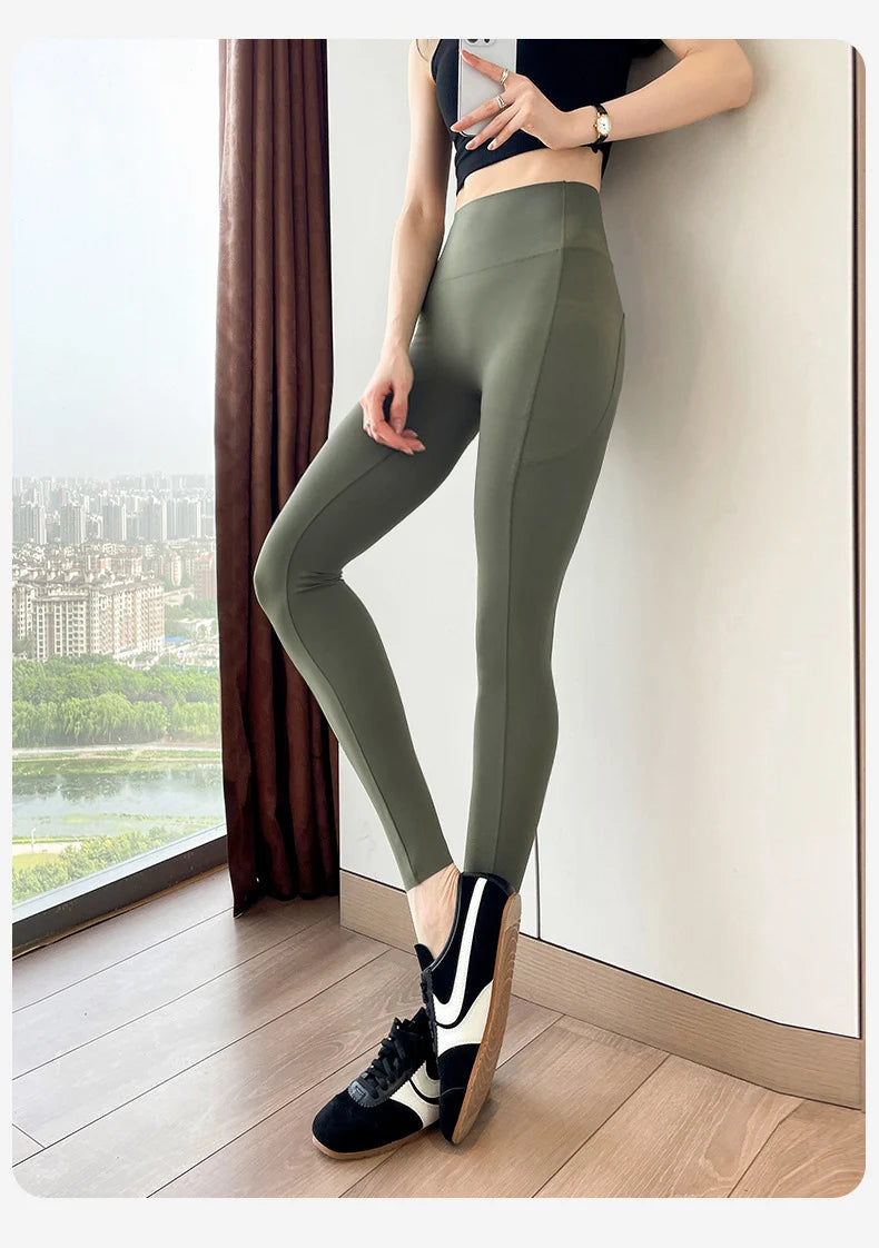 Leggings Piel Tiburón Bolsillo | Push Up Cintura Alta | Fitness Yoga Correr P-O | Ticotrendy