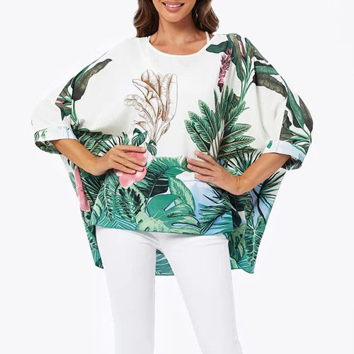 BHFlutter-camisa de talla grande para mujer, Top bohemio estampado, camiseta informal de gasa, 4XL, 5XL, 6XL, 2023