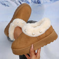 Botas Plataforma Piel Esponjosa Perlas Moda Tica Elegante