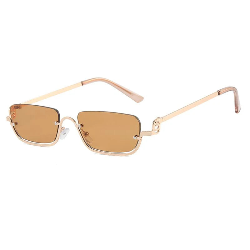 Gafas de Sol Rectangulares Pequeñas de Medio Marco Metal Tendencia