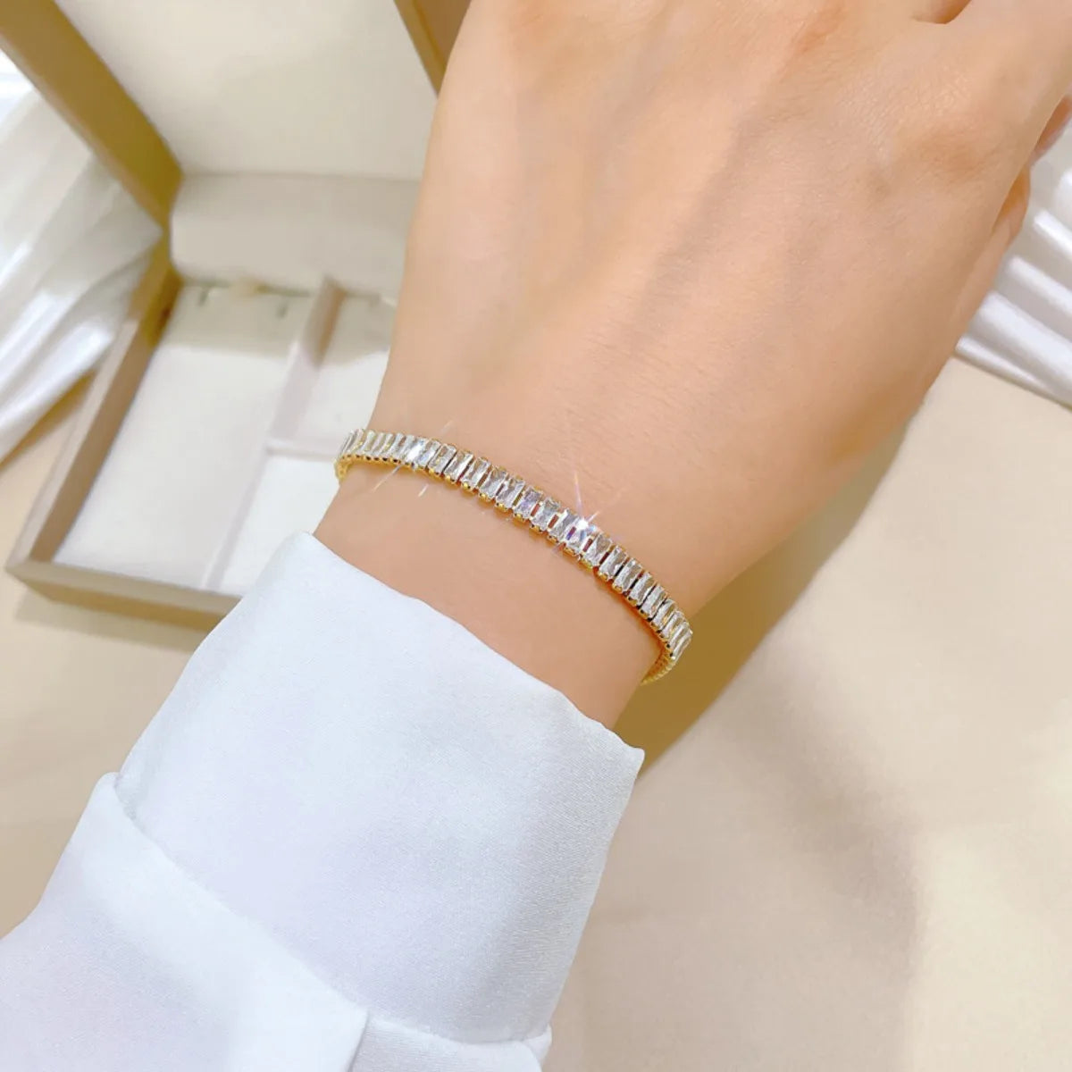 Pulseras de cadena de tenis de circonio brillante de lujo de acero inoxidable para mujeres y hombres, brazalete de moda de Hip Hop, accesorios, regalos de joyería