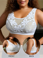 Bralette Blanco de Encaje Floral | Escote V y Tirantes Anchos | Sin Aros para Dormir | Tico Trendy