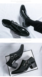Zapatos Vestir Hombre Ticotrendy Piel Dividida Retro Punta Puntiaguda Boda | Con Hebilla