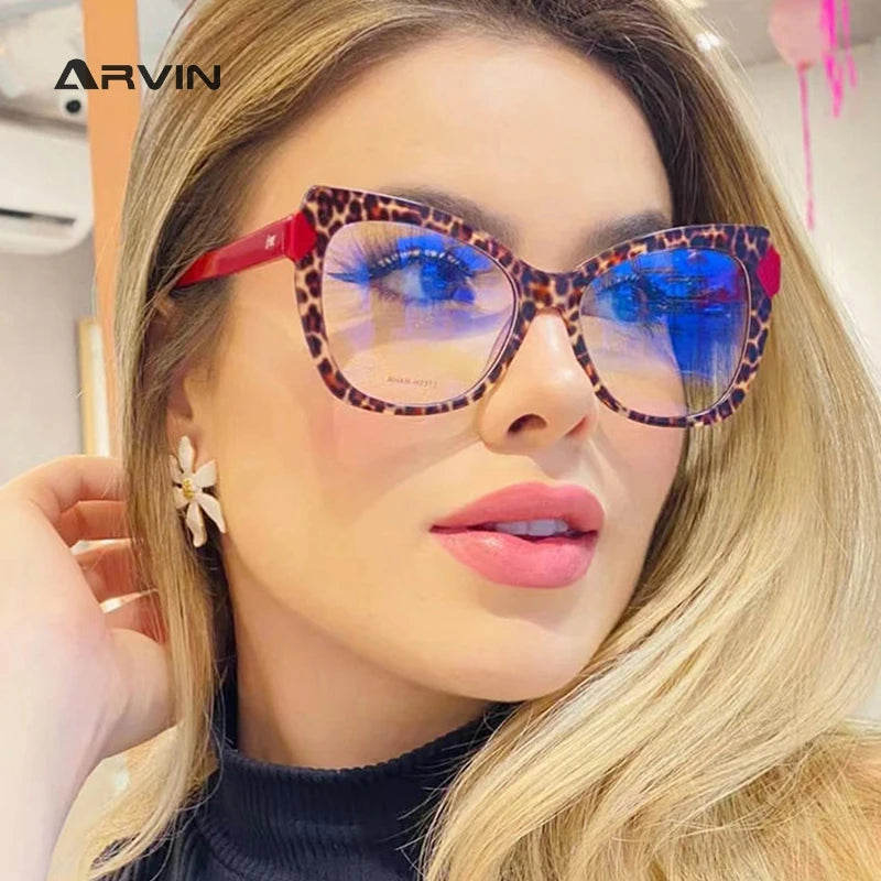 Montura Gafas Ojo Gato Lujo Personalidad | Protección Luz Azul Óptica Titanio Plástico