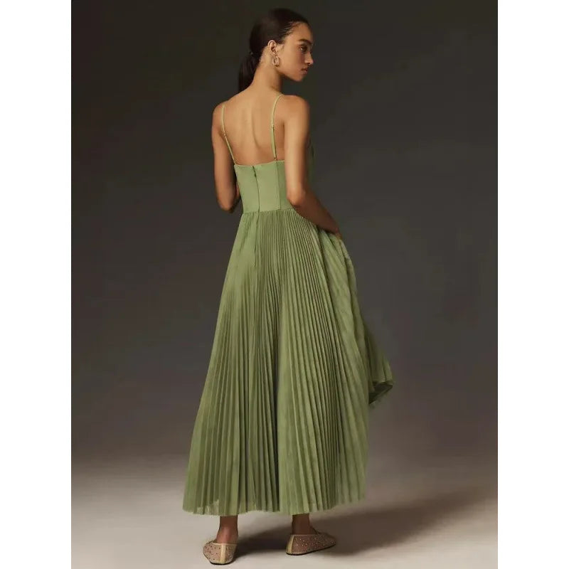 Vestido Largo Vaporoso Cintura Alta para Fiesta
