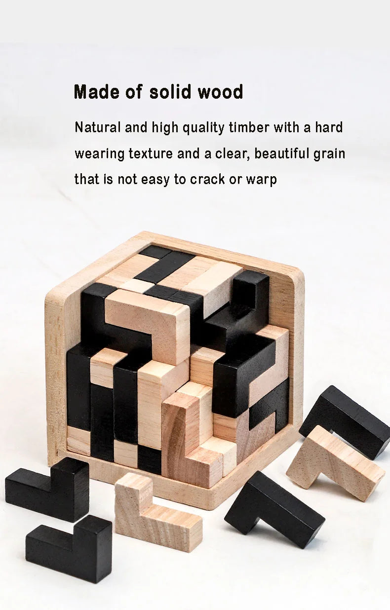 Rompecabezas de cubo 3D Luban entrelazado juguete educativo creativo de madera cerebro mente juego de aprendizaje temprano regalo para niños carta