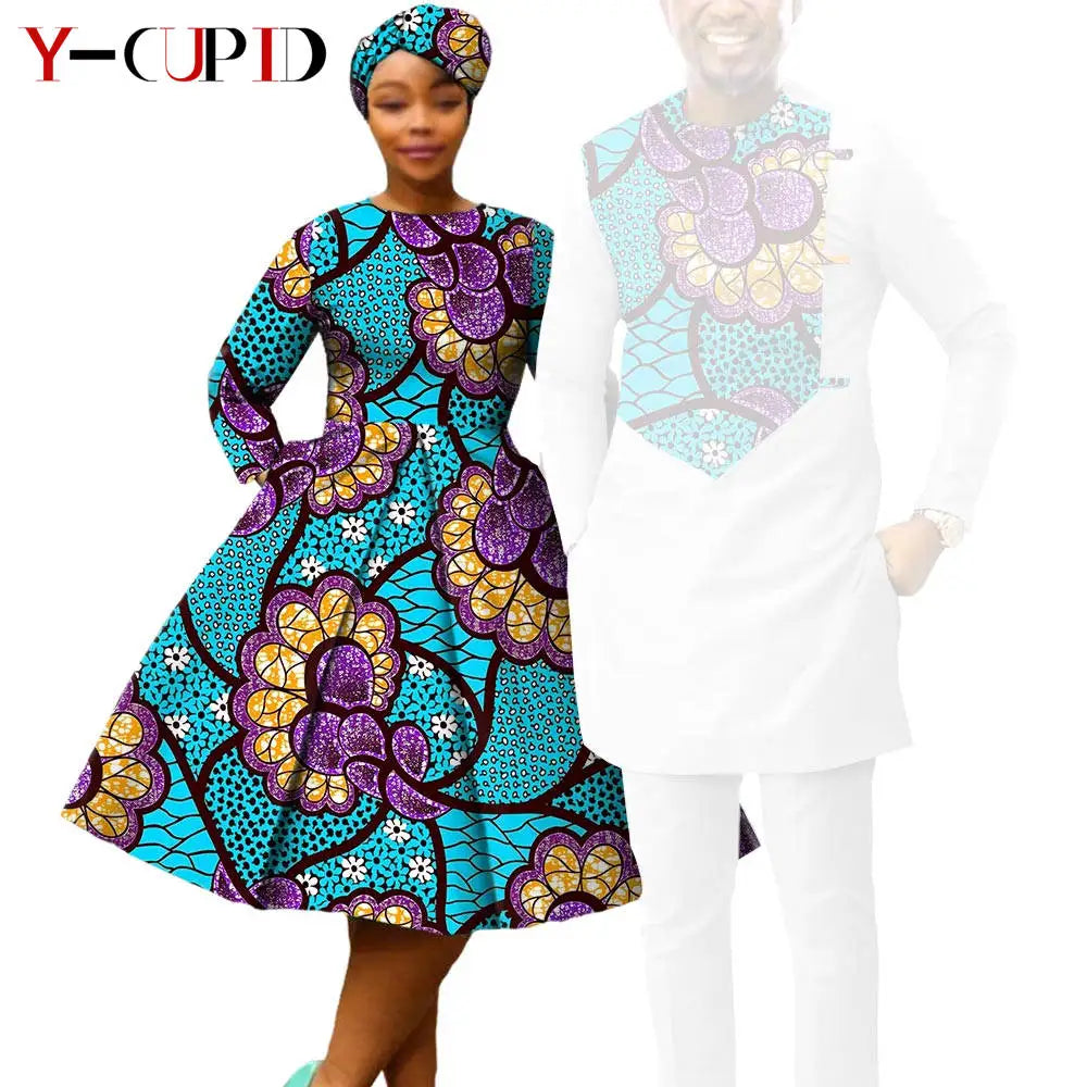 Vestido Dashiki Manga Larga Africano Pareja | Top y Pantalón | Tallas XS-6XL | Tico Trendy