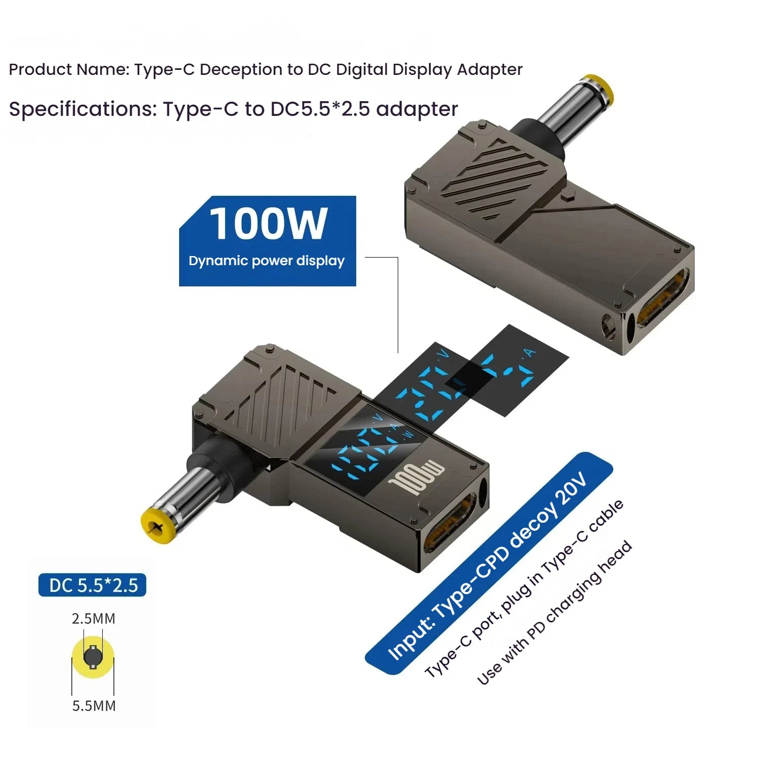 Adaptador Tipo C A DC | Cargador Laptop 100W | Convertidor Power Delivery | Ticotrendy