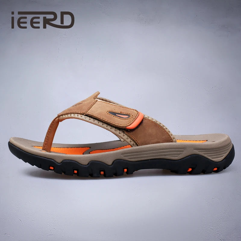 Chanclas Cuero Vaca Hombre Verano | Antideslizantes Playa Talla Grande Casual