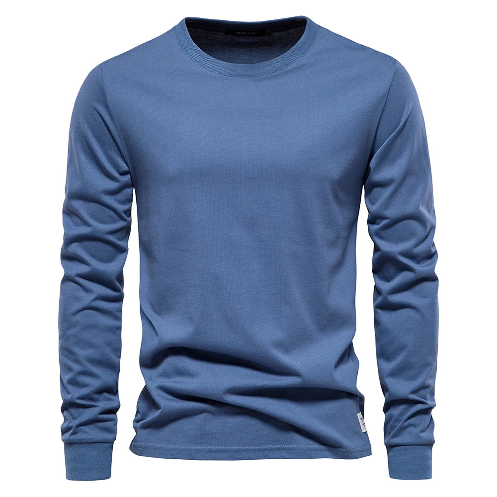 Camiseta Cuello Redondo Color Liso Hombre | Manga Larga Básica | Tallas XS-XXXL | Tico Trendy
