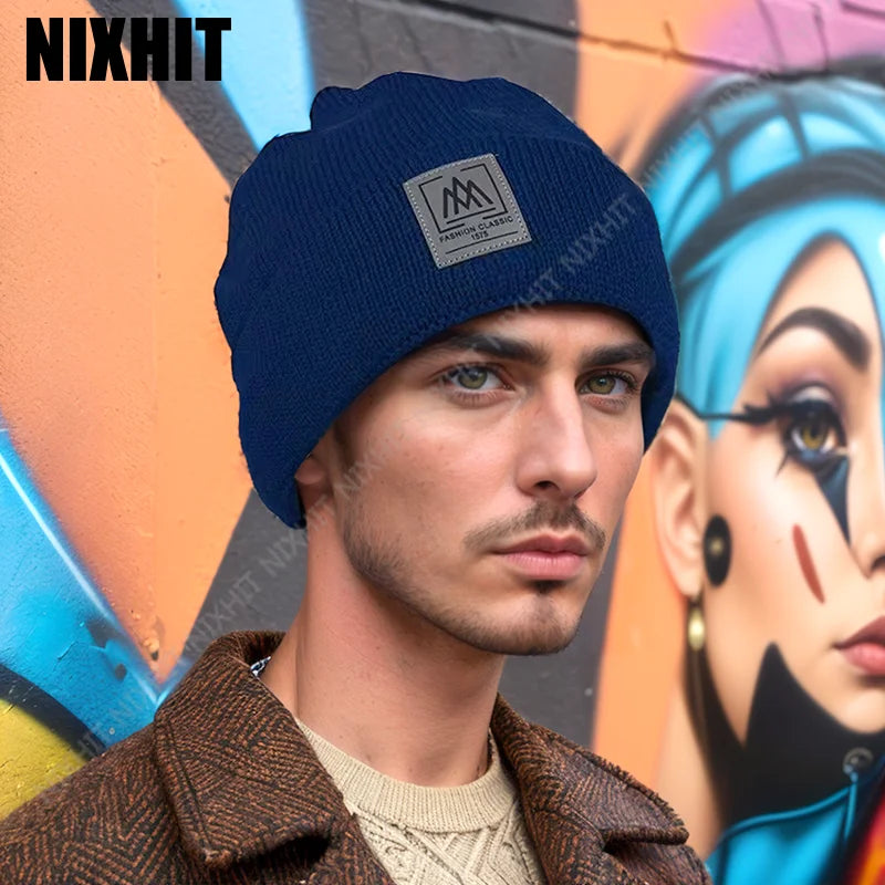 Gorro Punto Grueso Terciopelo Acrílico Cálido Térmico | Invierno Ajustable Casual Unisex