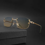 Gafas de Sol CATERSIDE | Cobre y Lentes Degradados Azules | Cuadradas Sin Montura | Lujo Unisex