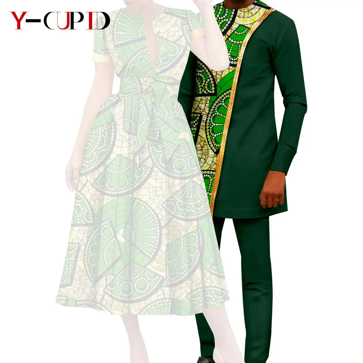 Vestido Dashiki Bazin Riche Africano Pareja | 2 Piezas | Tallas XS-6XL | Tico Trendy
