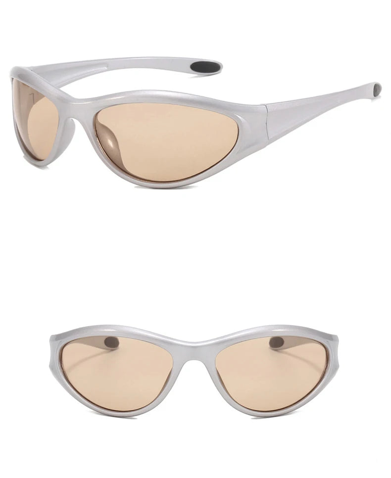 Gafas Sol Y2K Ovaladas Pequeñas Futuristas | Sentido Tecnología Gradiente UV400