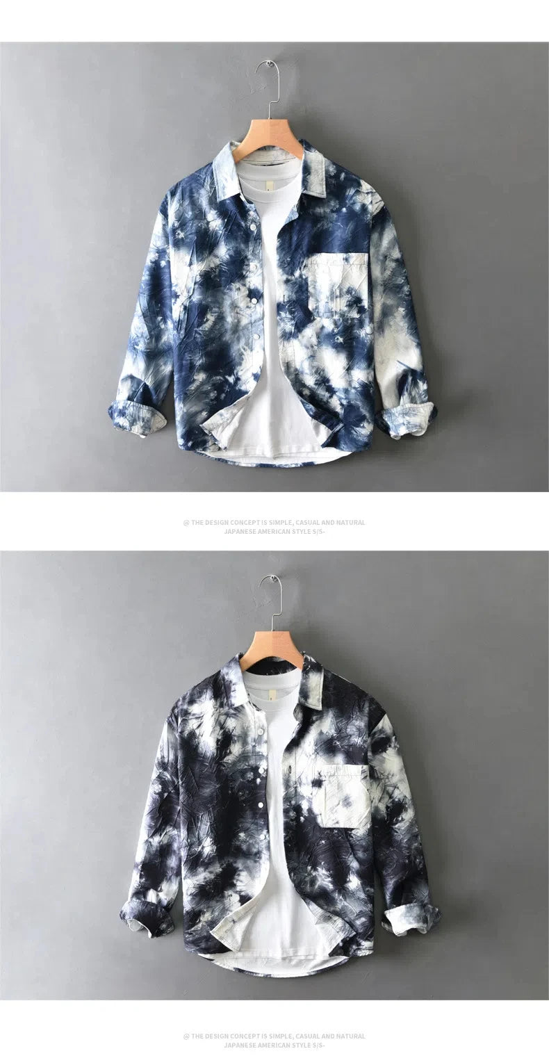 Camisa Casual Hombre | Estampado Único | Manga Larga | Poliéster | Ticotrendy Costa Rica