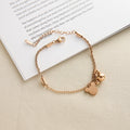 Pulsera Dijes Mickey Mouse Acero Inoxidable Oro Rosa | Estilo Adorable Tendencia