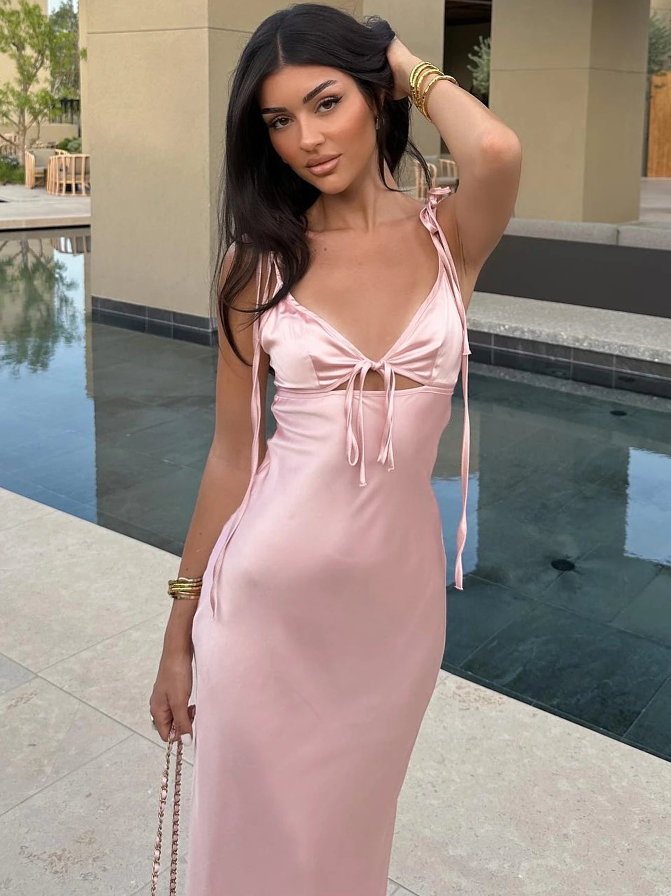 Vestido Midi Y2K | Espalda Descubierta y Tirantes Finos | Fiesta Dulzura