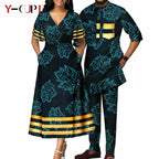 Vestido Cuello V Estampado Africano Pareja | Top y Pantalón | Tallas XS-6XL | Tico Trendy
