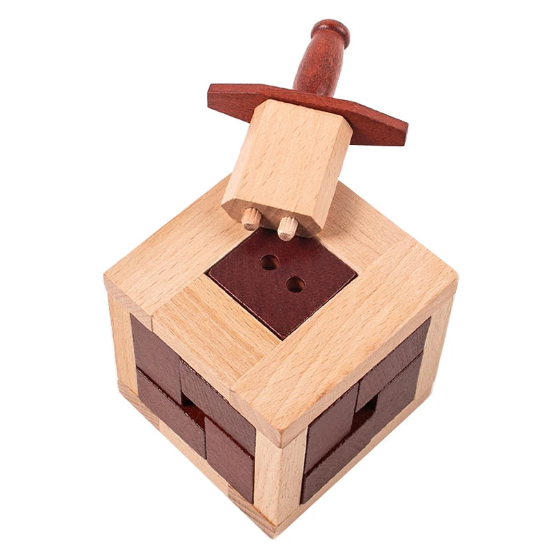Caja de espada de rompecabezas mágico súper difícil, desmontaje de madera, prueba de inteligencia, acertijos desafiantes para adultos y niños, regalos únicos