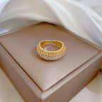Anillos de circón gruesos brillantes de lujo chapados en oro de 18k para mujer, anillo de cobre abierto ajustable a la moda, joyería, regalos de boda