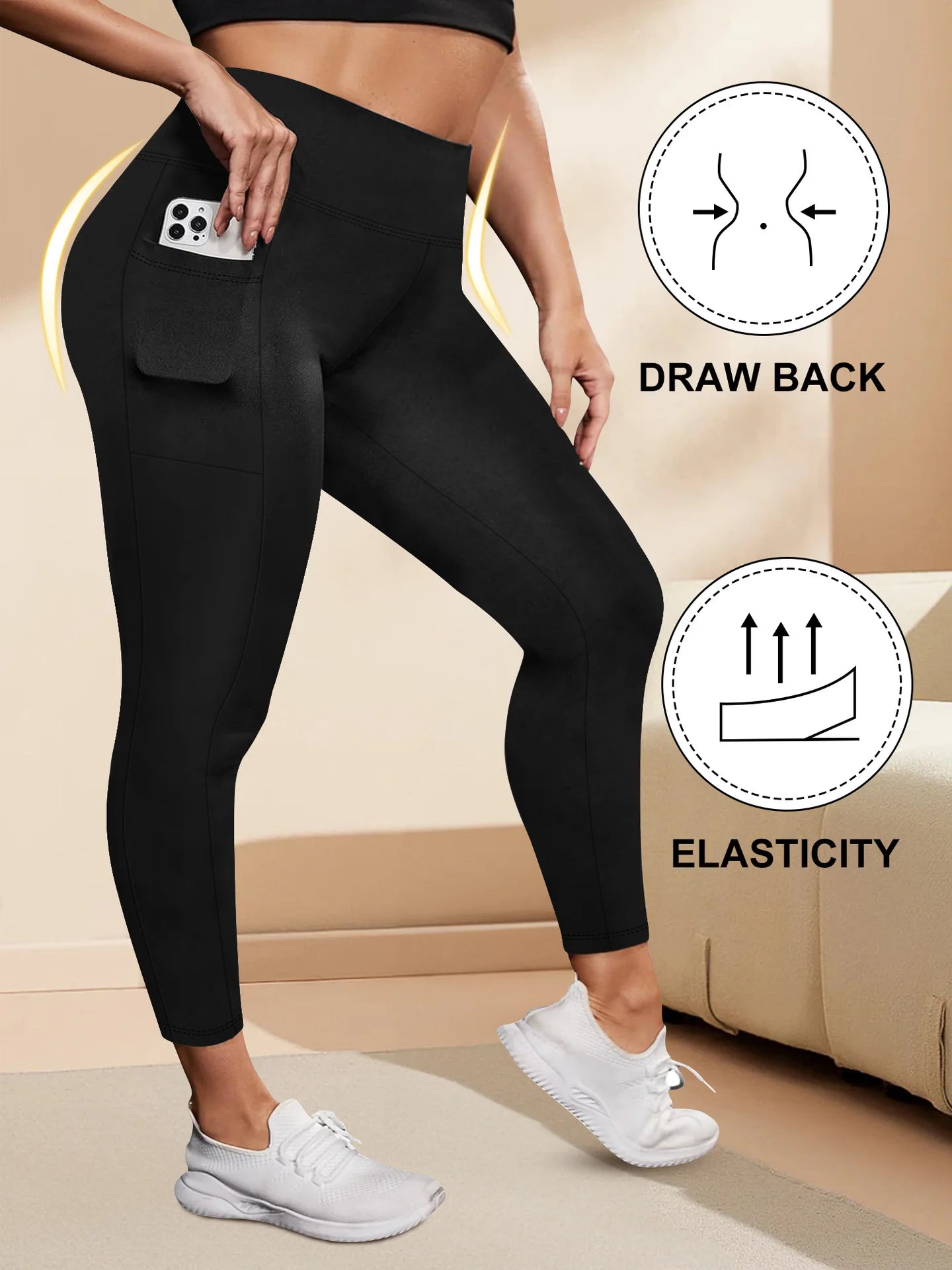 Leggings Yoga Talla Grande | Cintura Alta con Bolsillos | Levantamiento de Glúteos | Tico Trendy