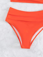 Bikini de Cintura Alta con Pliegues Cruzados - Traje de Dos Piezas