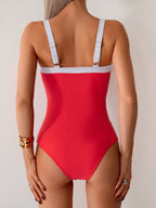 Traje de Baño Sexy de Cuello V y Cintura Alta | Playa