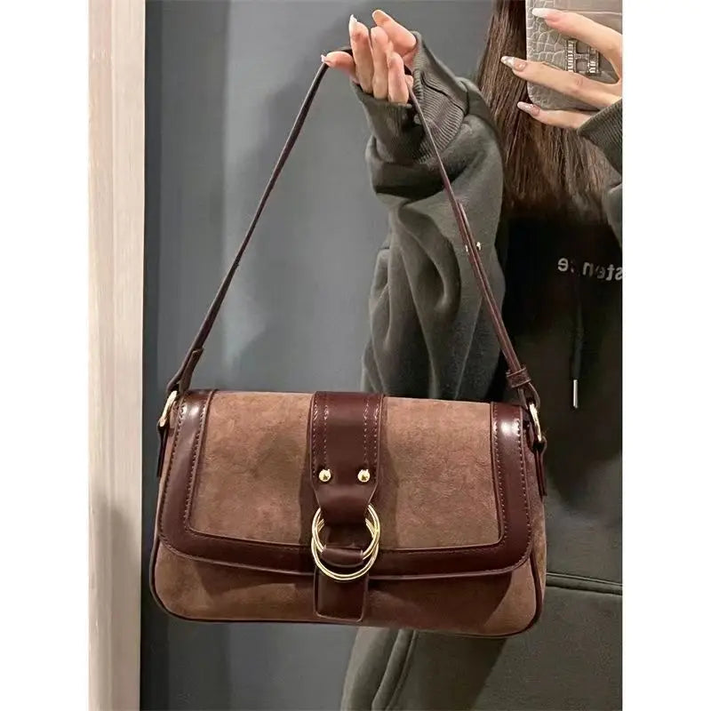 Bolso Hombro Gamuza Sintética Mujer Cruzado Estilo Maillard