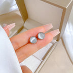 Pendientes redondos simples de piedra lunar para mujeres y hombres, accesorios para las orejas de acero inoxidable de ensueño, regalos de joyería para amigos y amantes